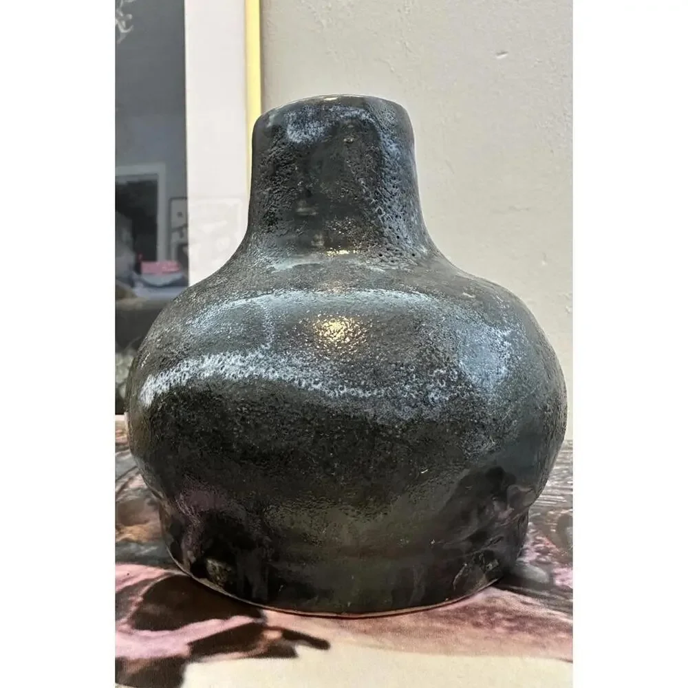 Vintage Studio Pottery Vase Drip Glaze Finish Modern Handmade American Pottery